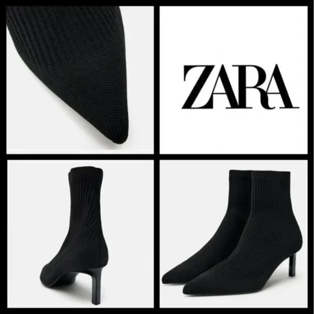 Zara Sock Pointed Toe Ankle Bootie